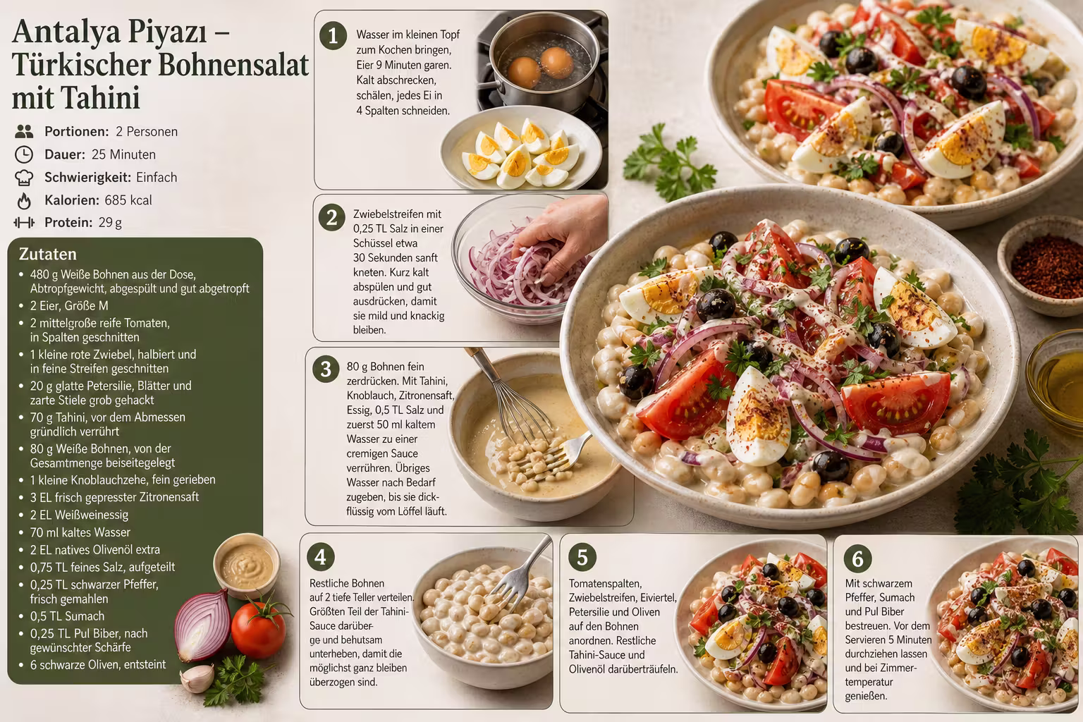Rezept: Antalya Piyazı – Türkischer Bohnensalat mit Tahini