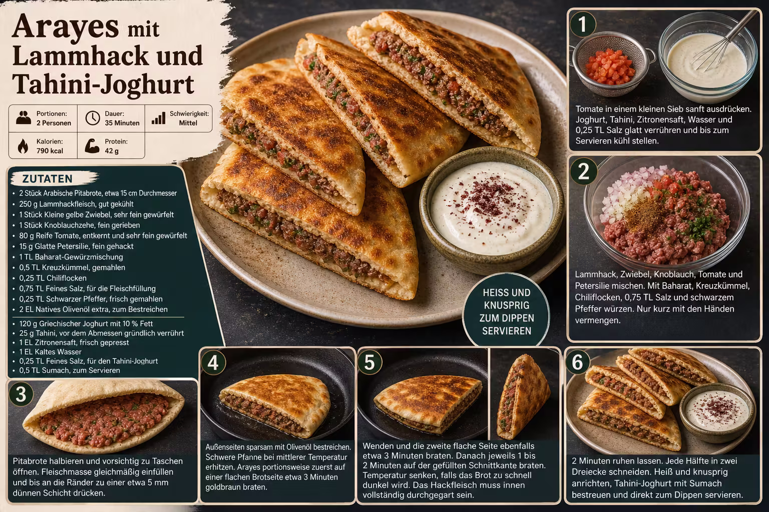 Rezept: Arayes mit Lammhack und Tahini-Joghurt