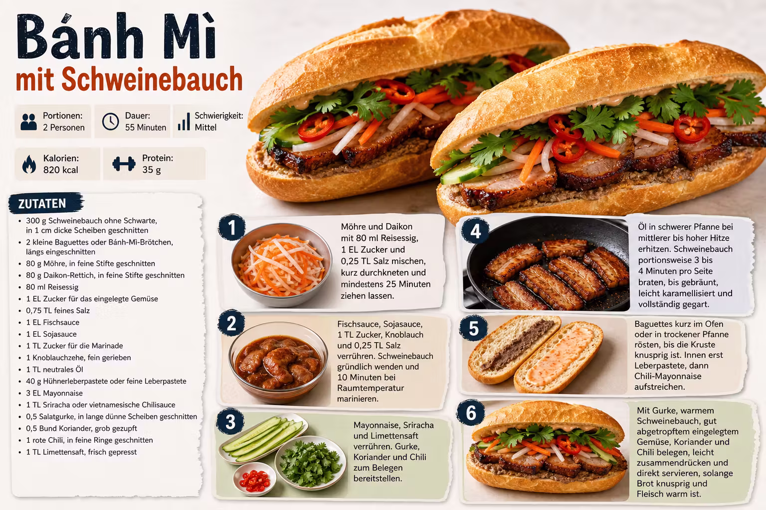 Rezept: Bánh Mì mit Schweinebauch