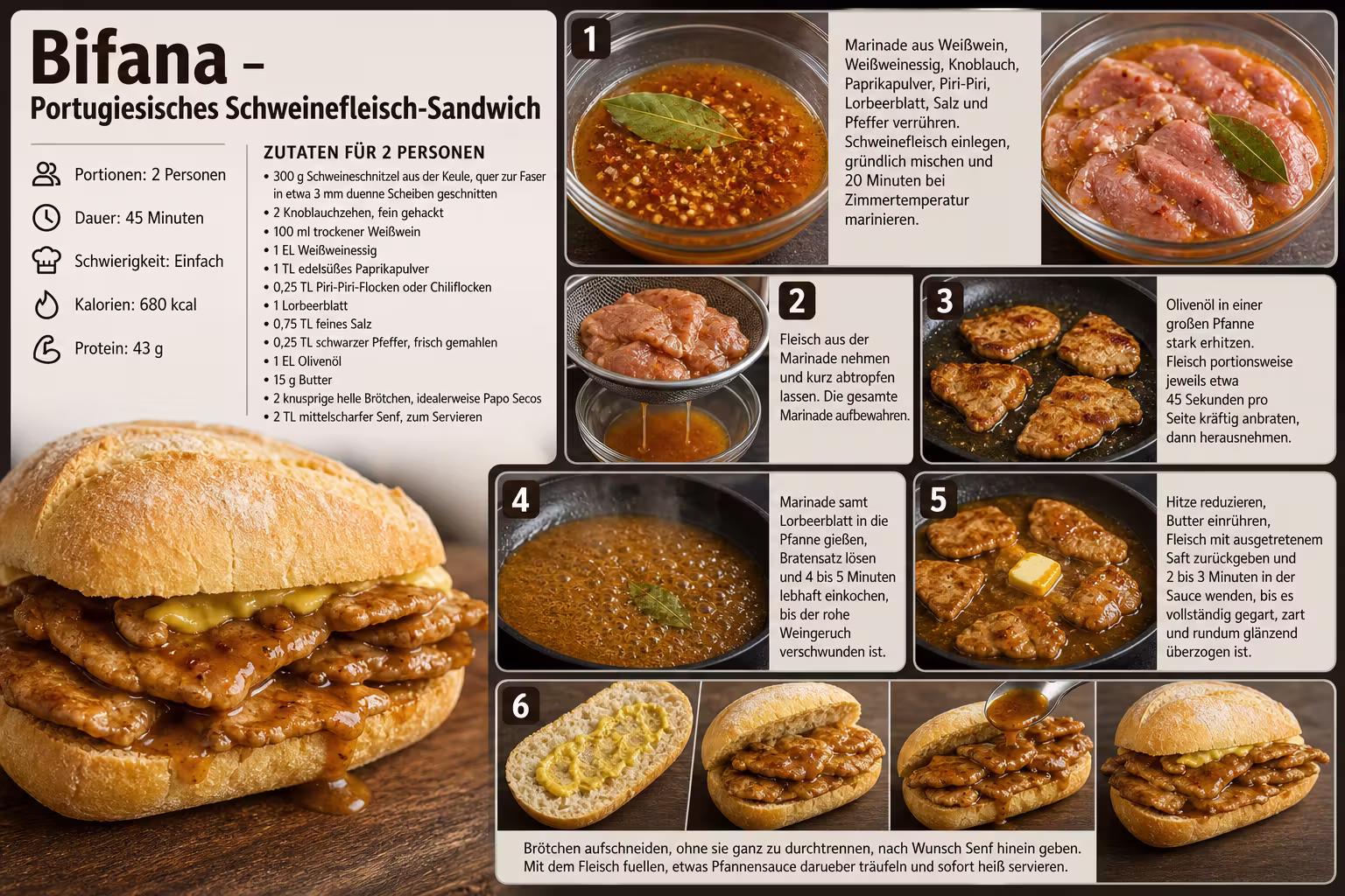 Rezept: Bifana – Portugiesisches Schweinefleisch-Sandwich