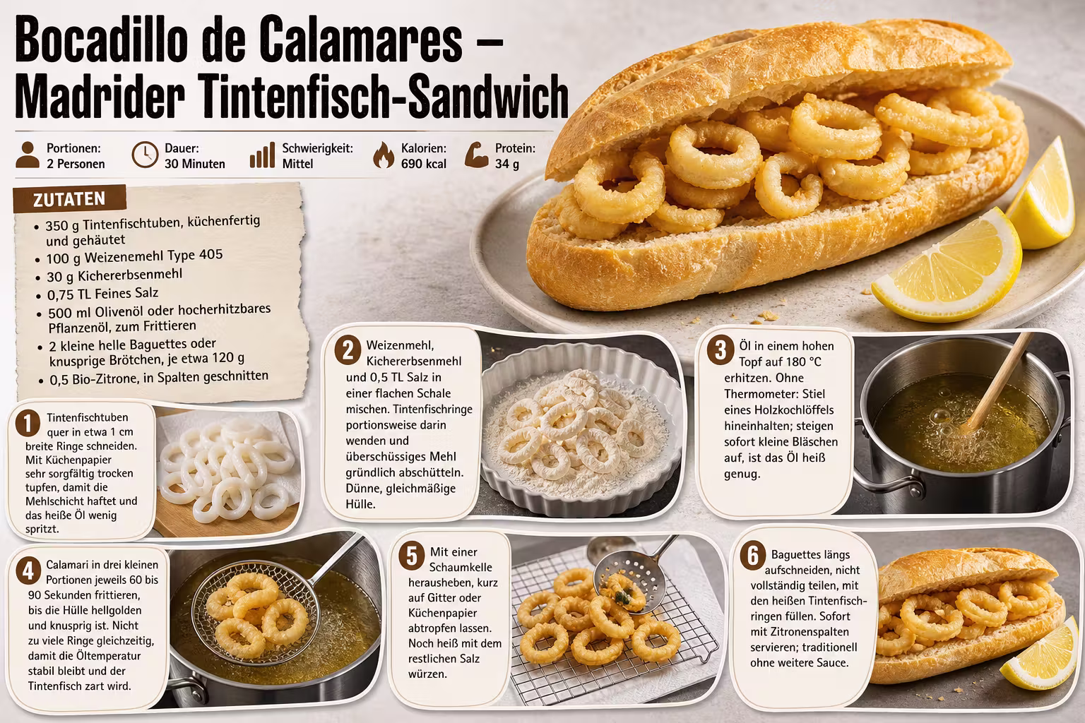 Rezept: Bocadillo de Calamares – Madrider Tintenfisch-Sandwich