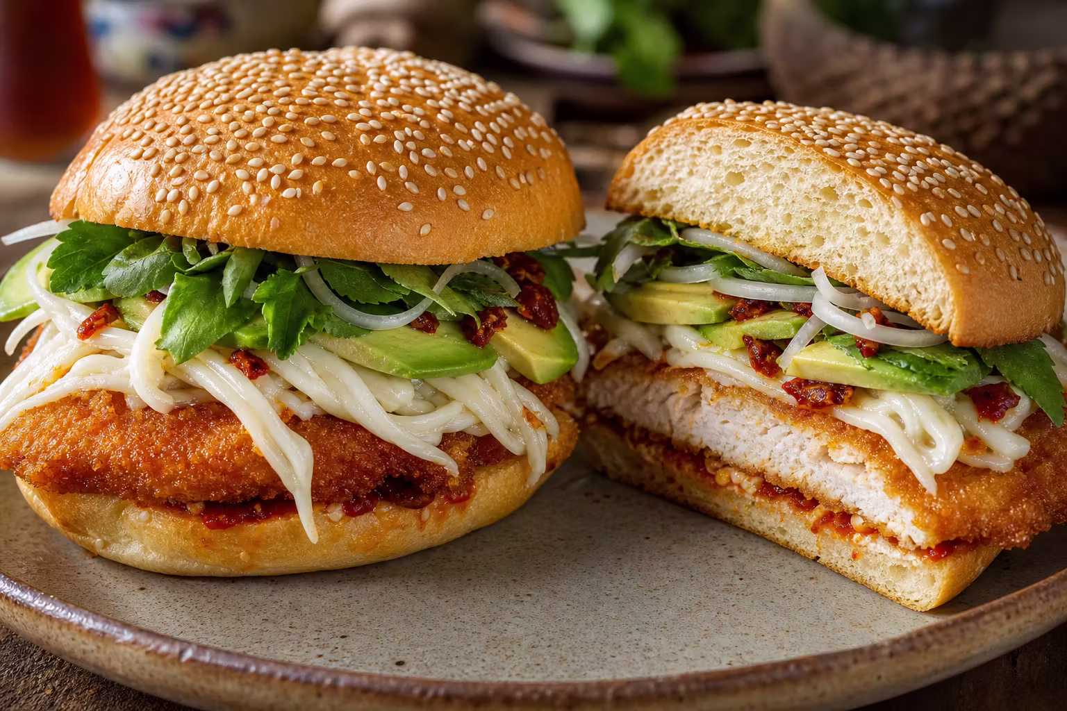 Cemita Poblana mit Hähnchen-Milanesa