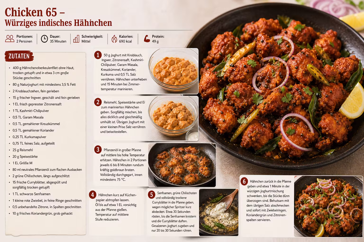Rezept: Chicken 65 – Würziges indisches Hähnchen
