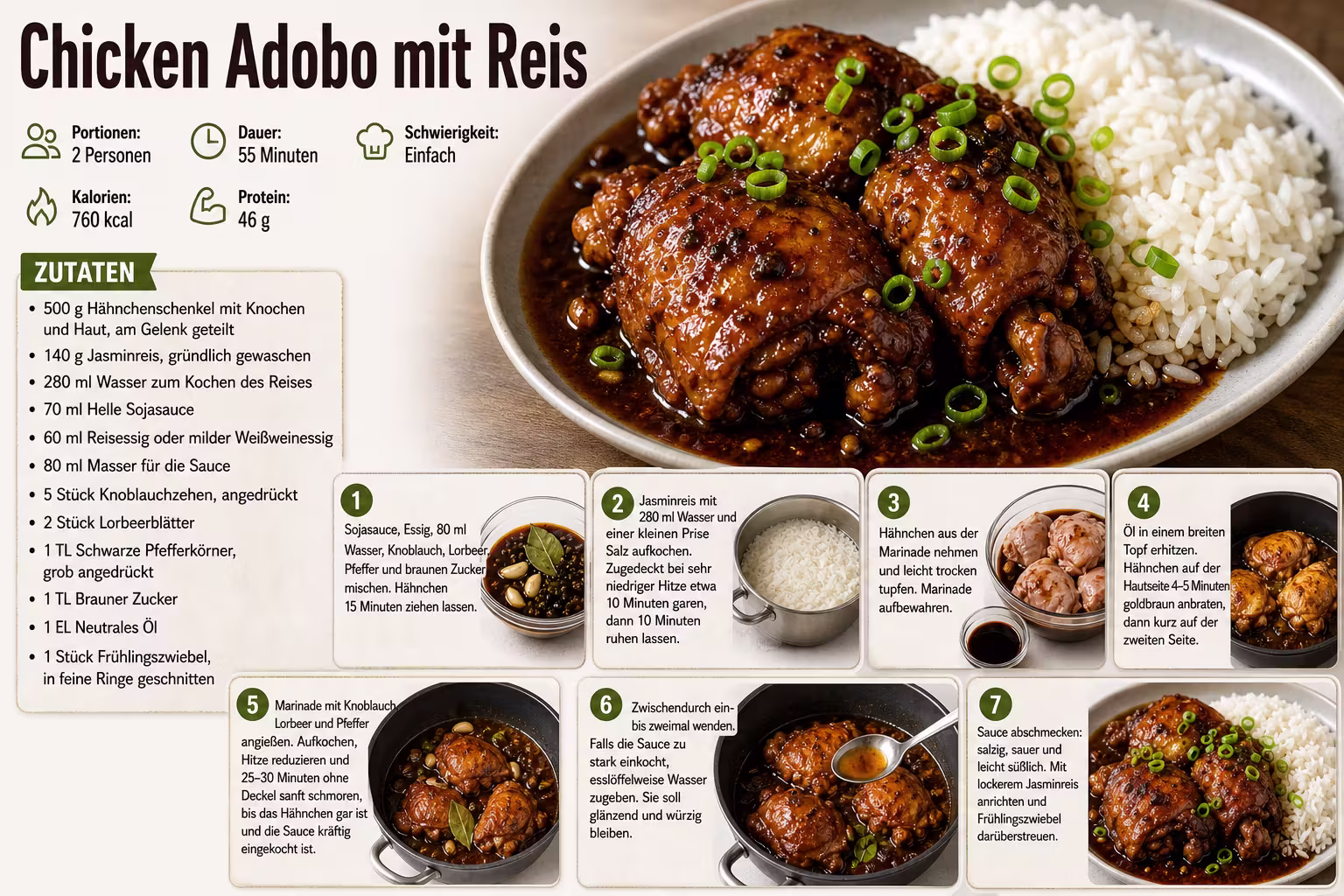 Rezept: Chicken Adobo mit Reis