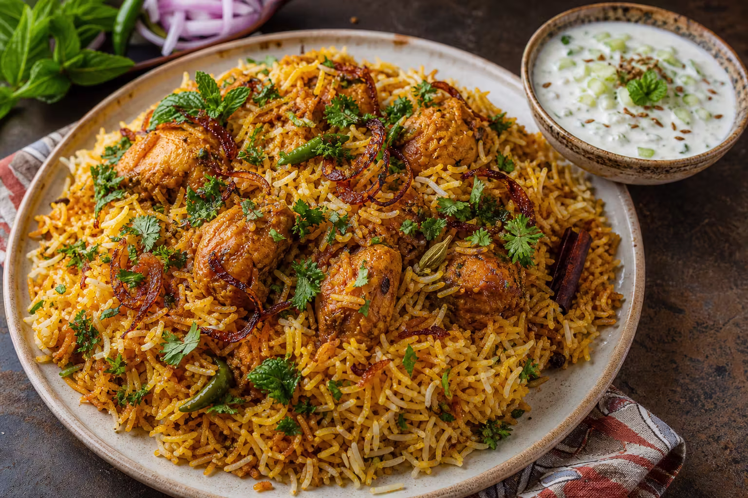 Chicken Biryani mit Raita
