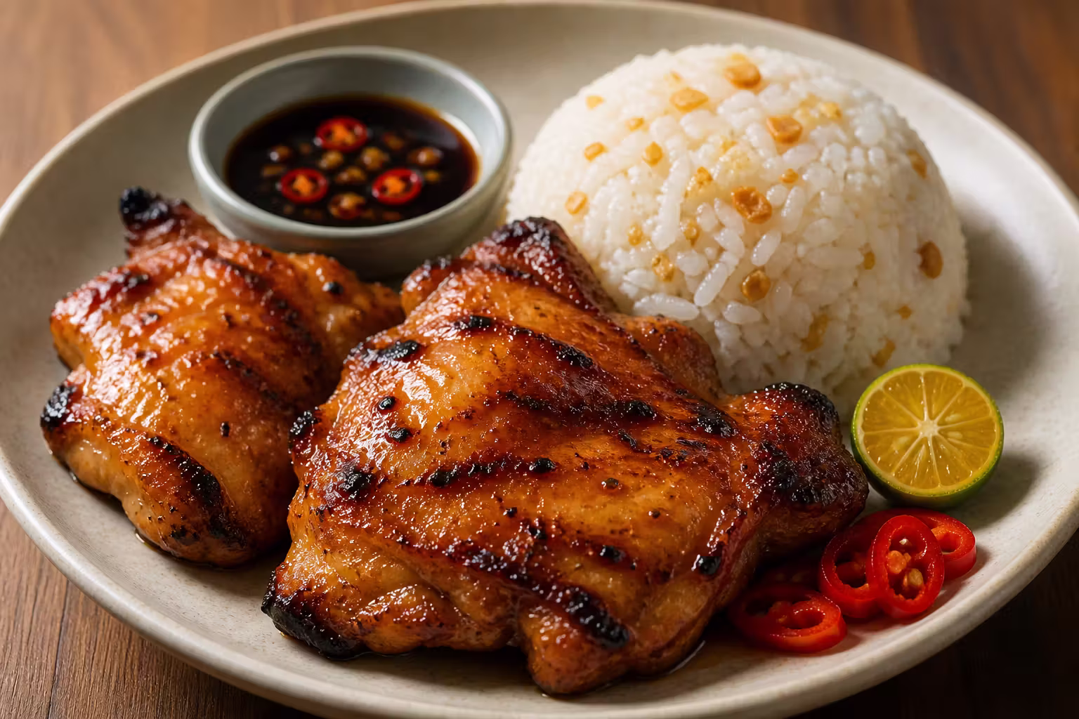 Chicken Inasal mit Knoblauchreis