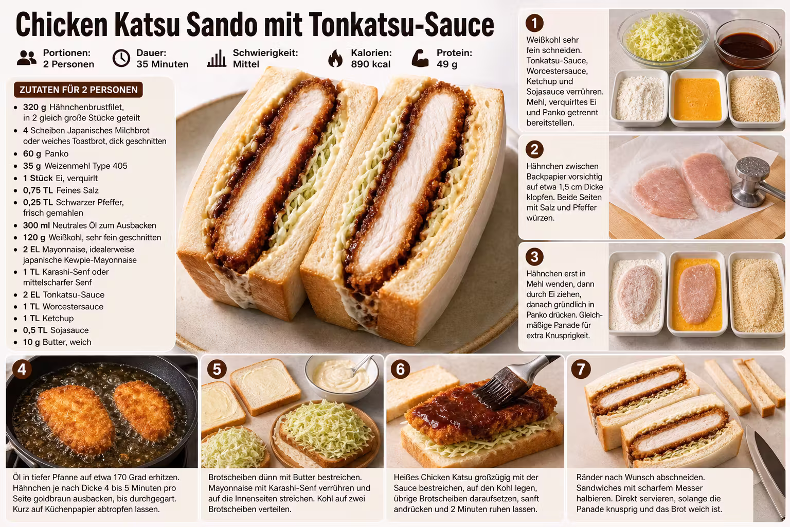 Rezept: Chicken Katsu Sando mit Tonkatsu-Sauce