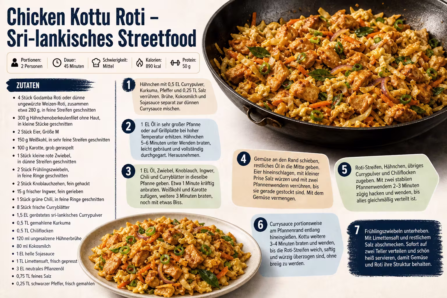 Rezept: Chicken Kottu Roti – Sri-lankisches Streetfood
