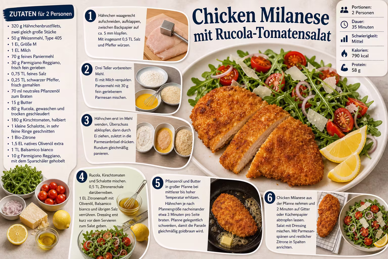 Rezept: Chicken Milanese mit Rucola-Tomatensalat