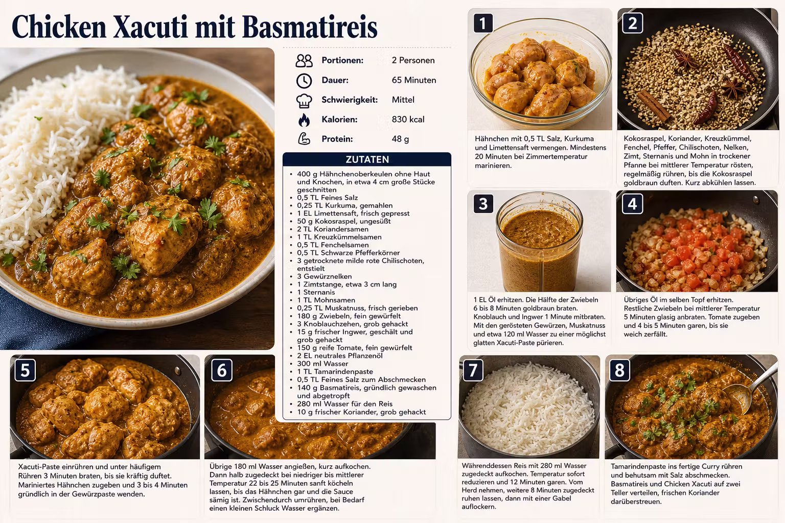 Rezept: Chicken Xacuti mit Basmatireis