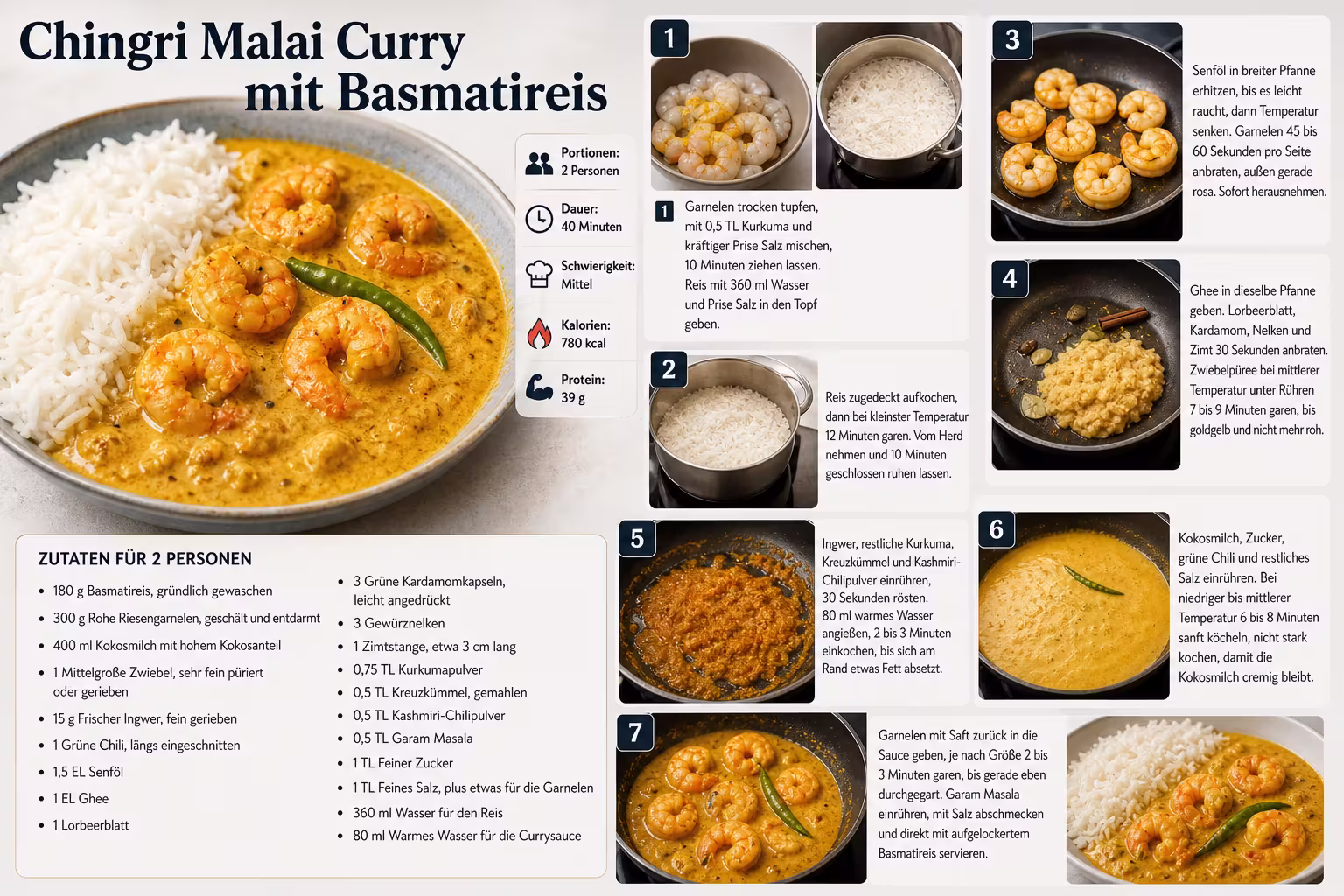 Rezept: Chingri Malai Curry mit Basmatireis