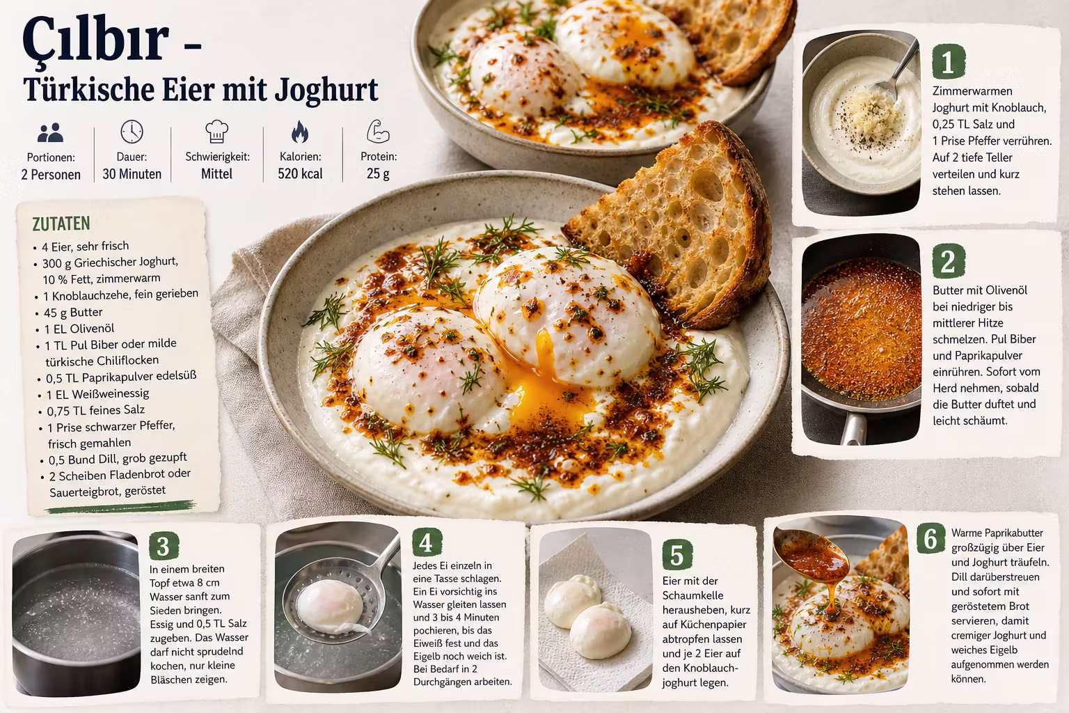 Rezept: Çılbır - Türkische Eier mit Joghurt