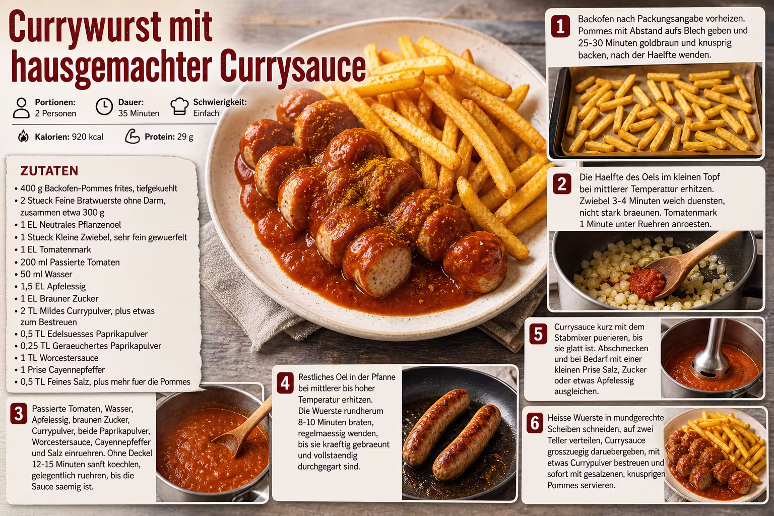 Rezept: Currywurst mit hausgemachter Currysauce