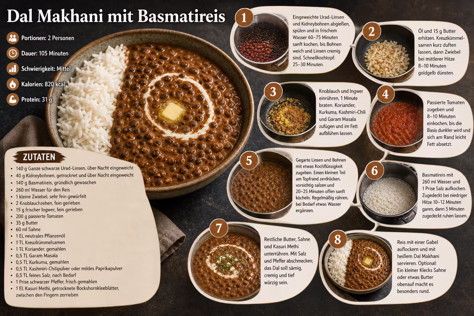 Rezept: Dal Makhani mit Basmatireis