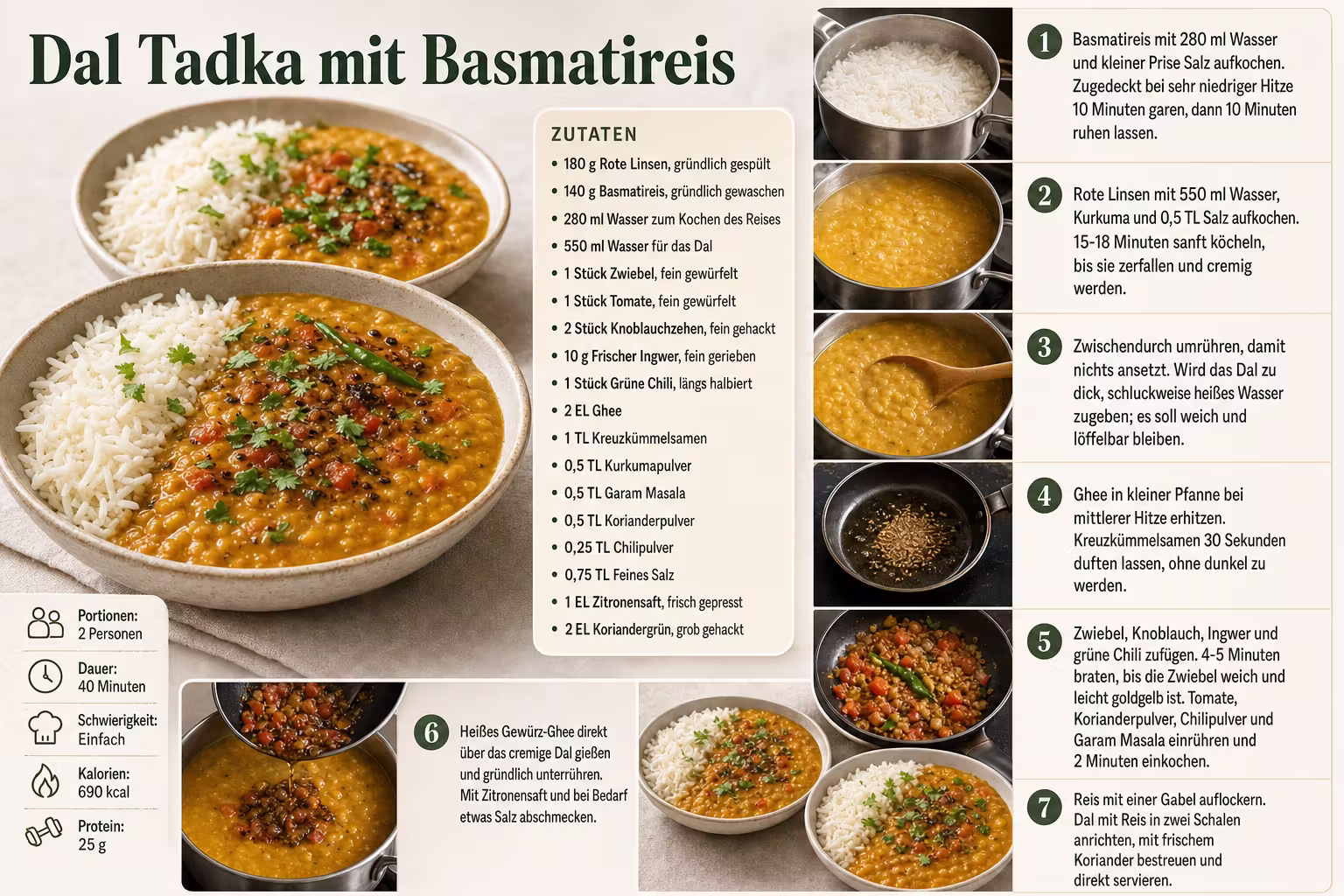 Rezept: Dal Tadka mit Basmatireis