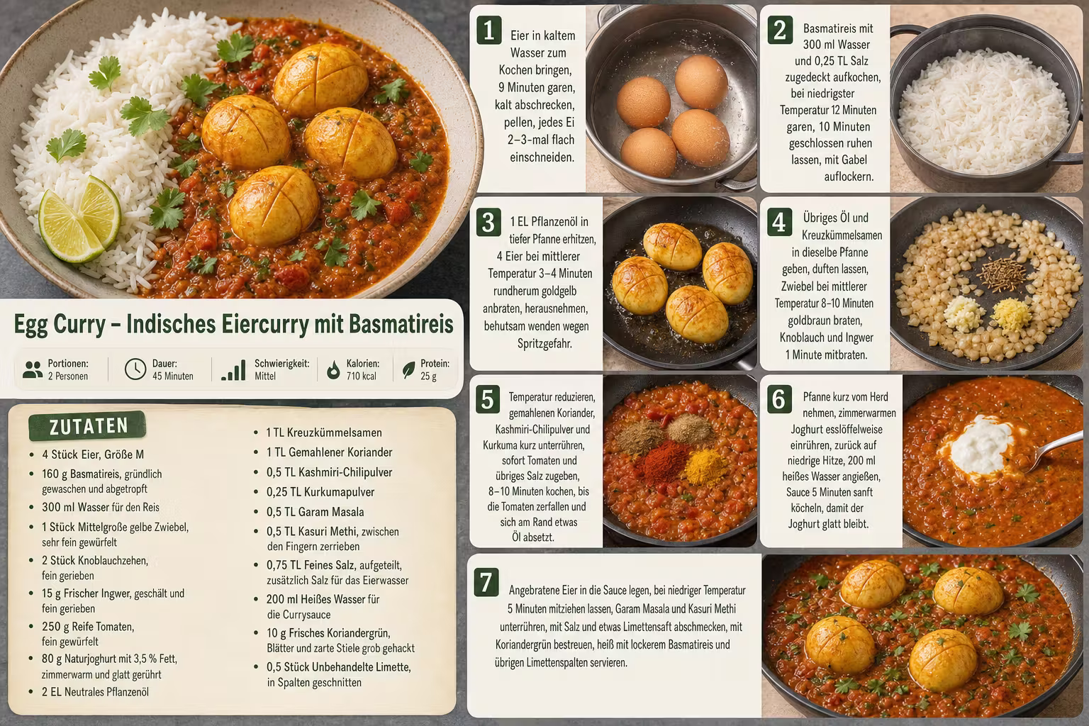 Rezept: Egg Curry – Indisches Eiercurry mit Basmatireis