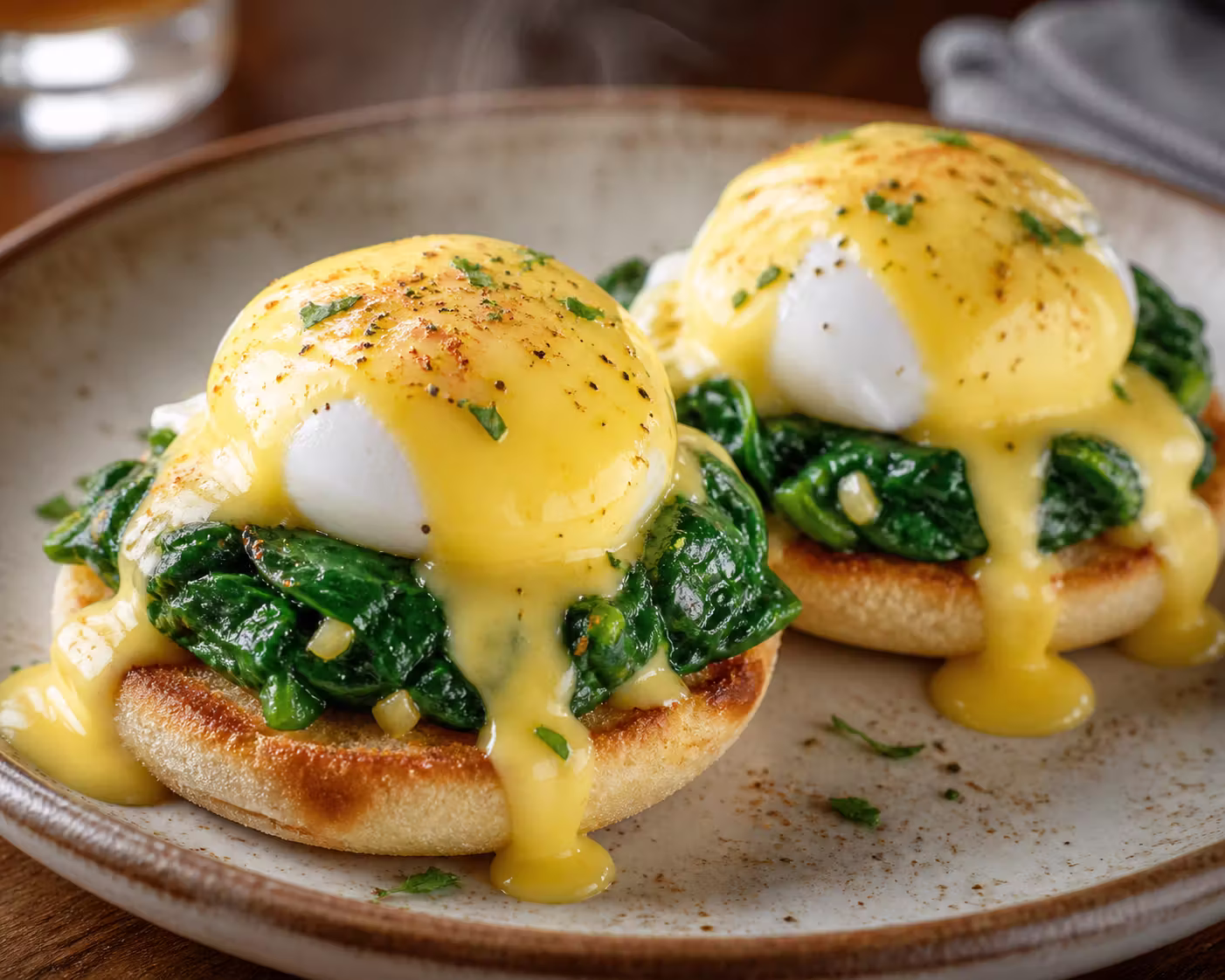 Eggs Florentine mit Spinat und Hollandaise