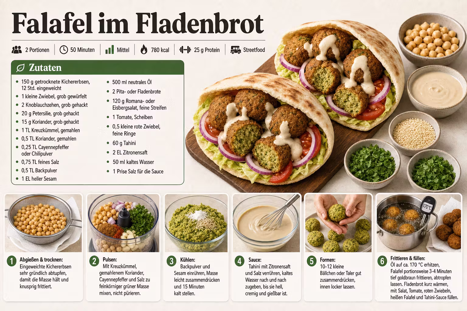 Rezept: Falafel im Fladenbrot