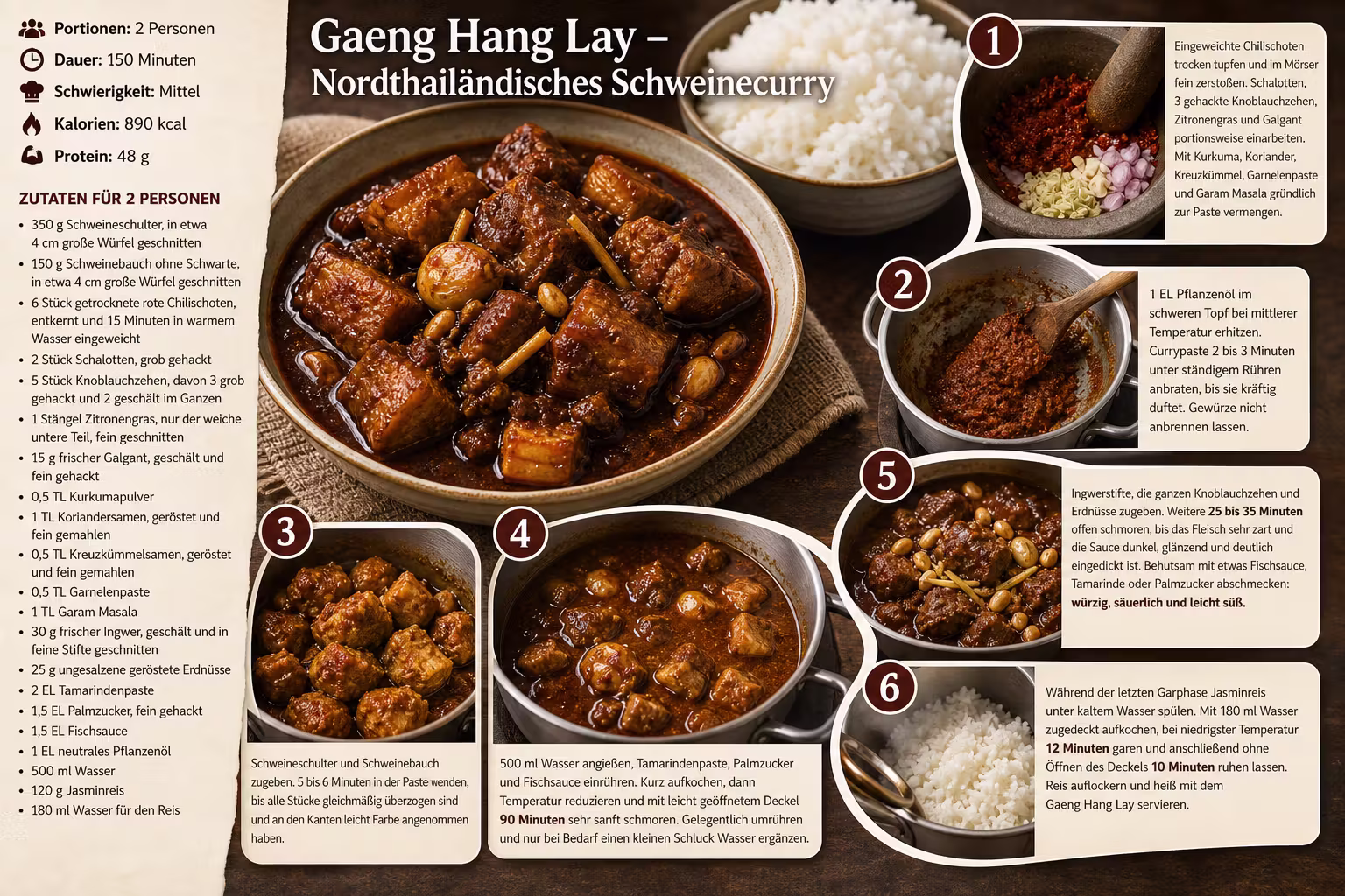 Rezept: Gaeng Hang Lay – Nordthailändisches Schweinecurry