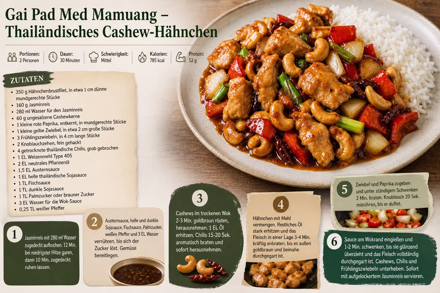 Rezept: Gai Pad Med Mamuang – Thailändisches Cashew-Hähnchen