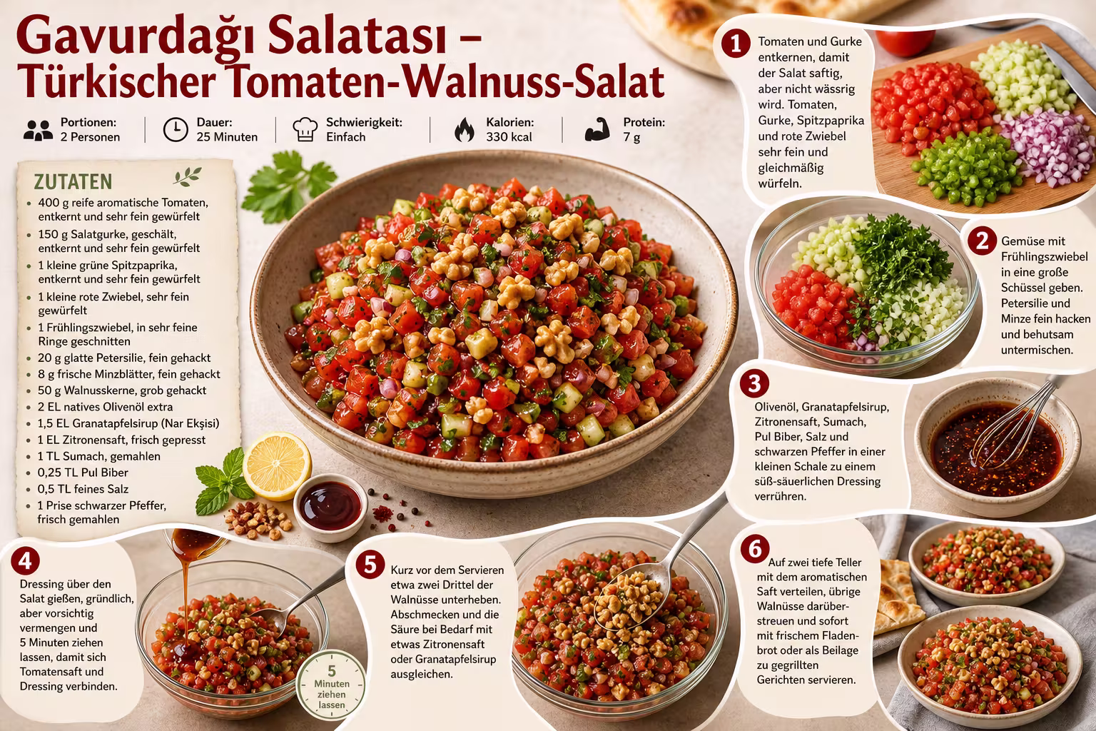 Rezept: Gavurdağı Salatası – Türkischer Tomaten-Walnuss-Salat