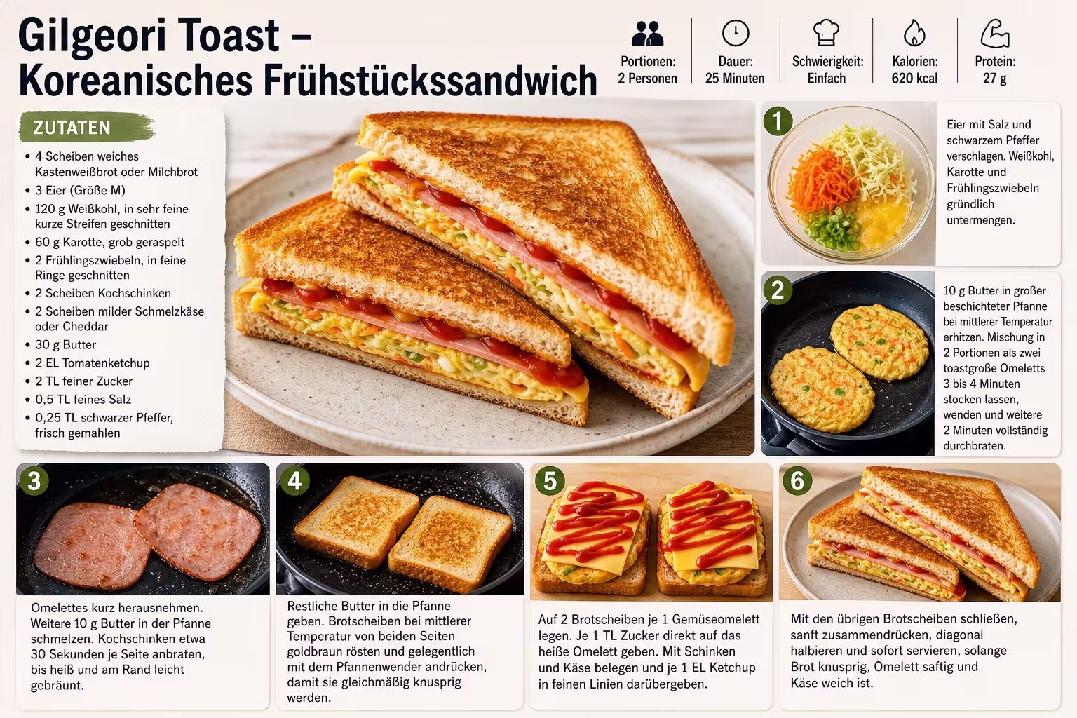 Rezept: Gilgeori Toast – Koreanisches Frühstückssandwich