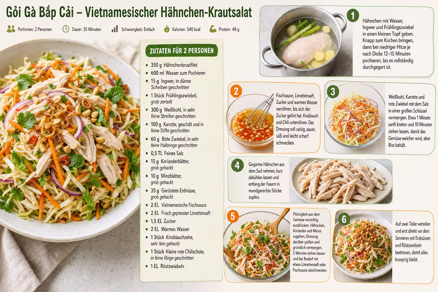 Rezept: Gỏi Gà Bắp Cải – Vietnamesischer Hähnchen-Krautsalat