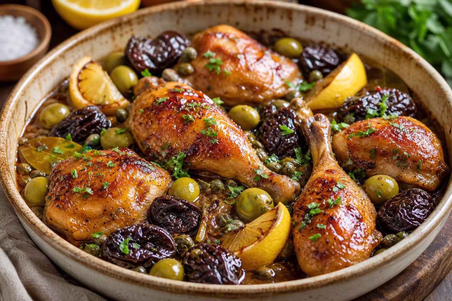 Hähnchen Marbella mit Oliven und Backpflaumen