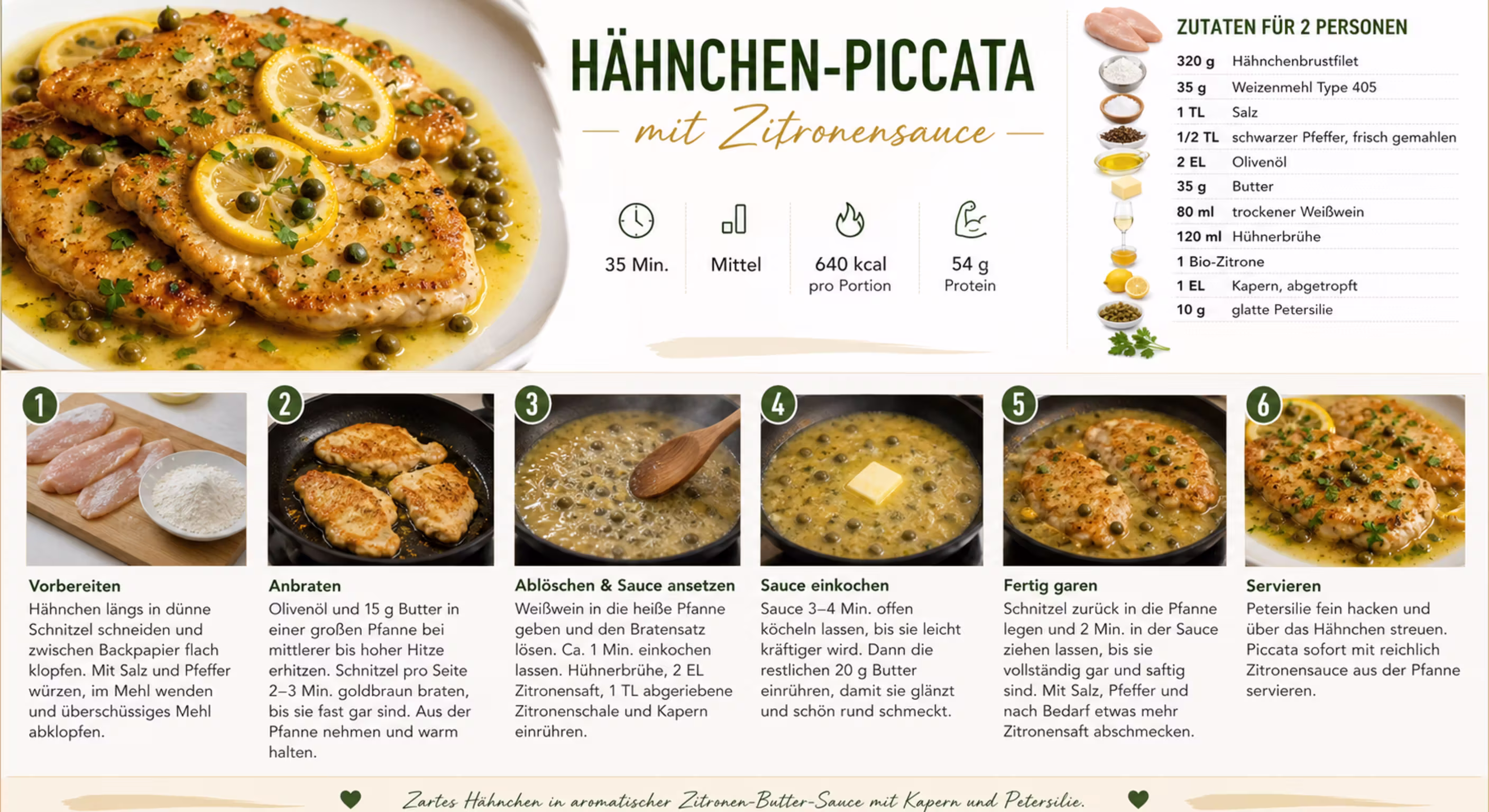 Rezept: Hähnchen-Piccata mit Zitronensauce