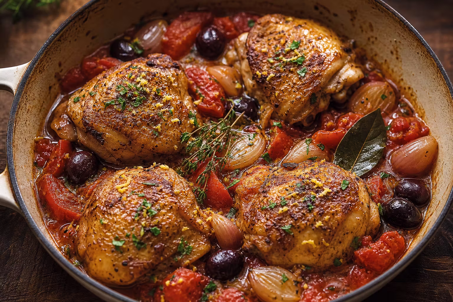 Hähnchen Provençal mit Oliven und Tomaten
