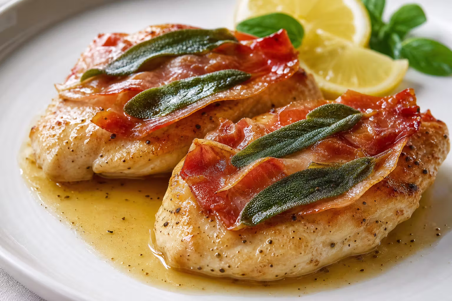 Hähnchen-Saltimbocca mit Salbei und Prosciutto