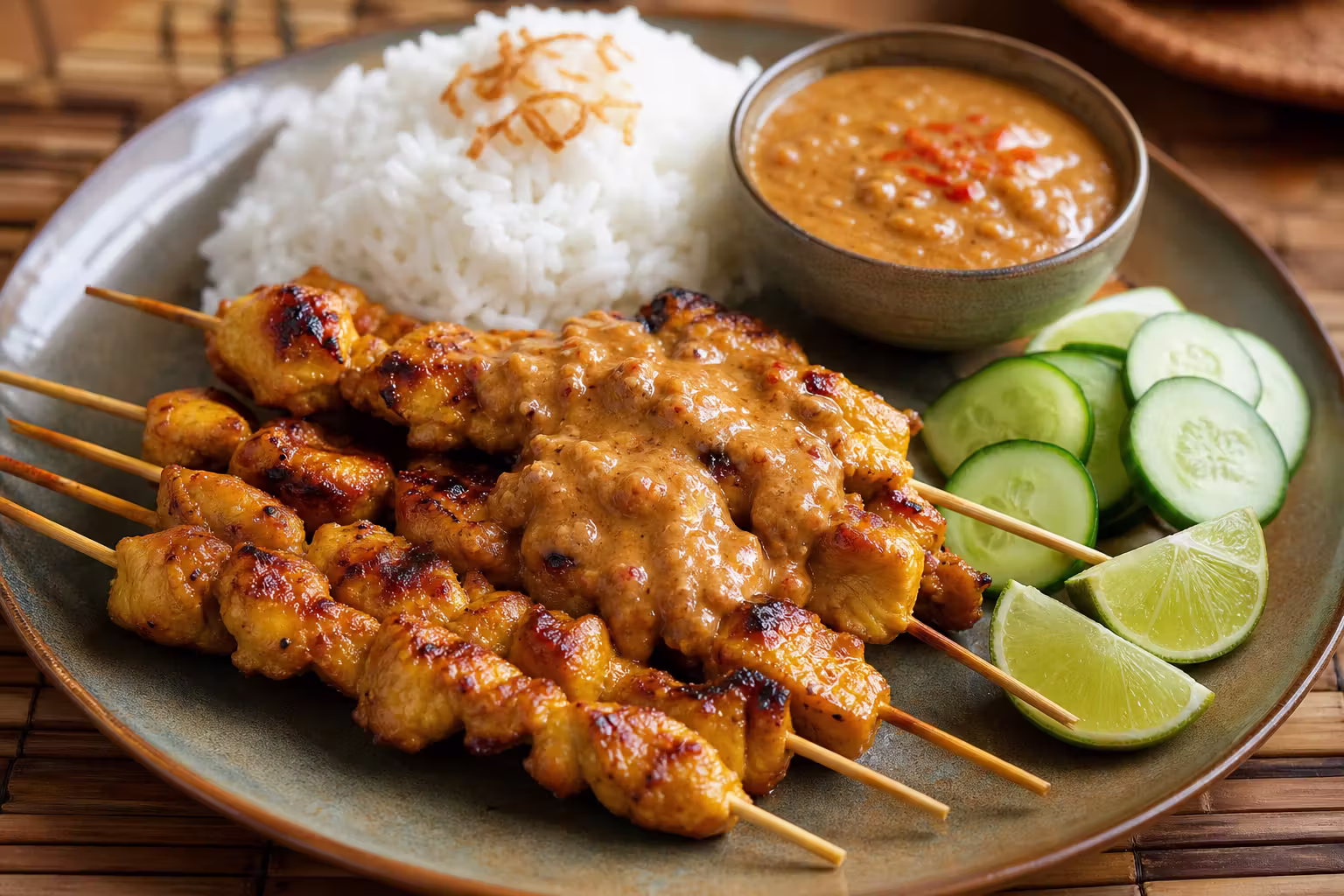 Hähnchen Satay mit Erdnusssauce