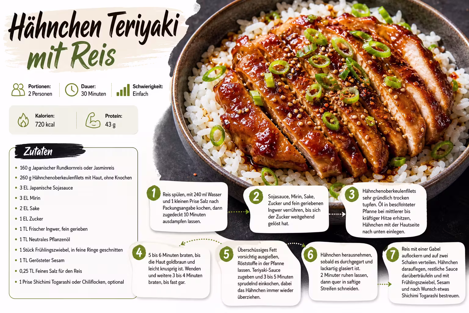 Rezept: Hähnchen Teriyaki mit Reis