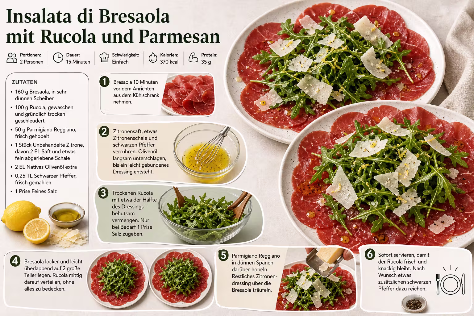 Rezept: Insalata di Bresaola mit Rucola und Parmesan
