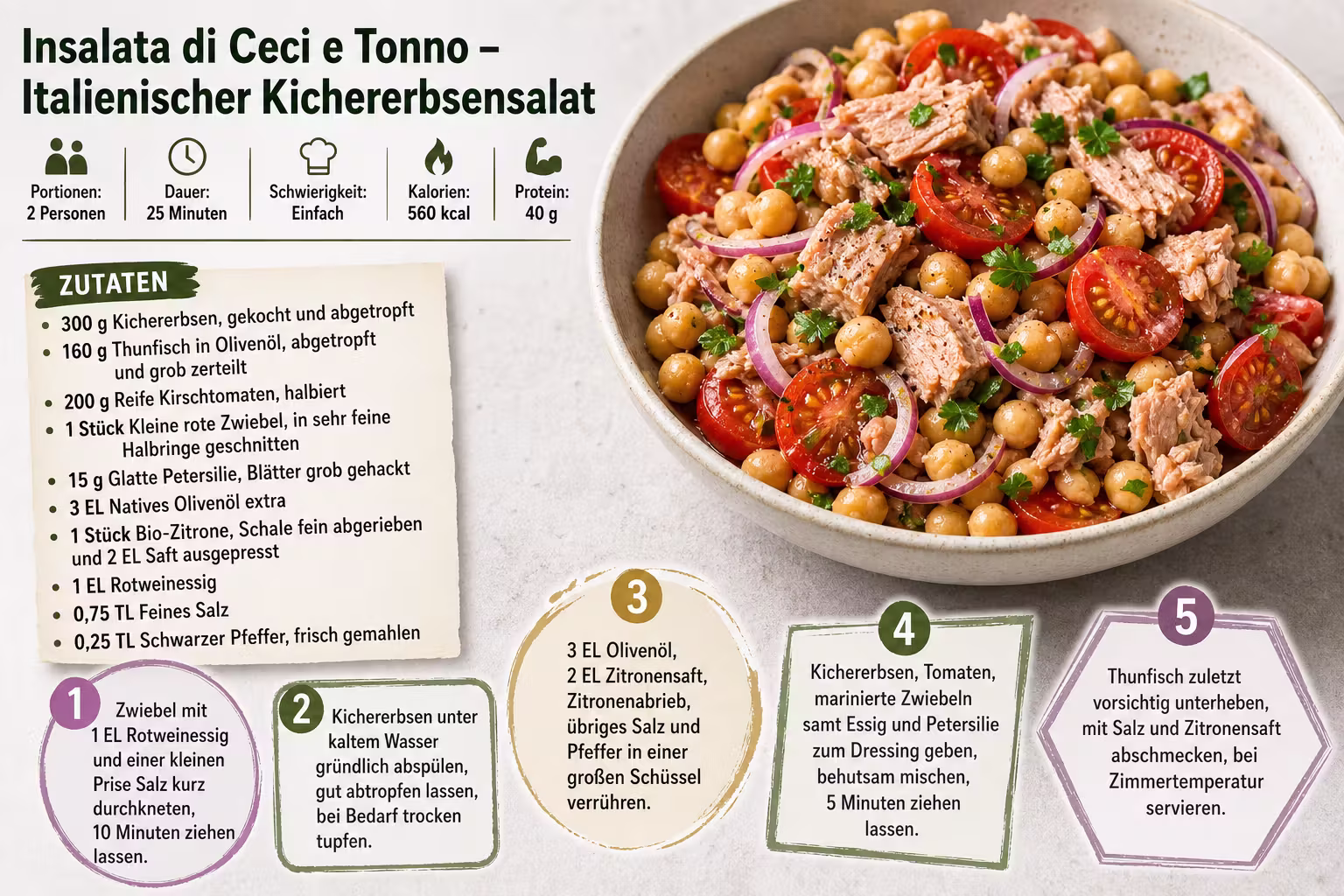 Rezept: Insalata di Ceci e Tonno – Italienischer Kichererbsensalat