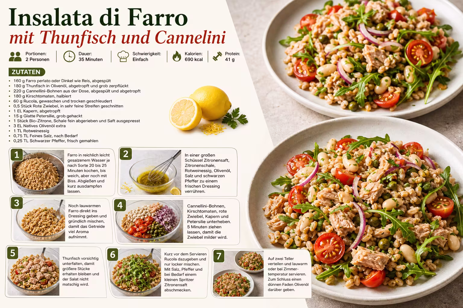 Rezept: Insalata di Farro mit Thunfisch und Cannellini