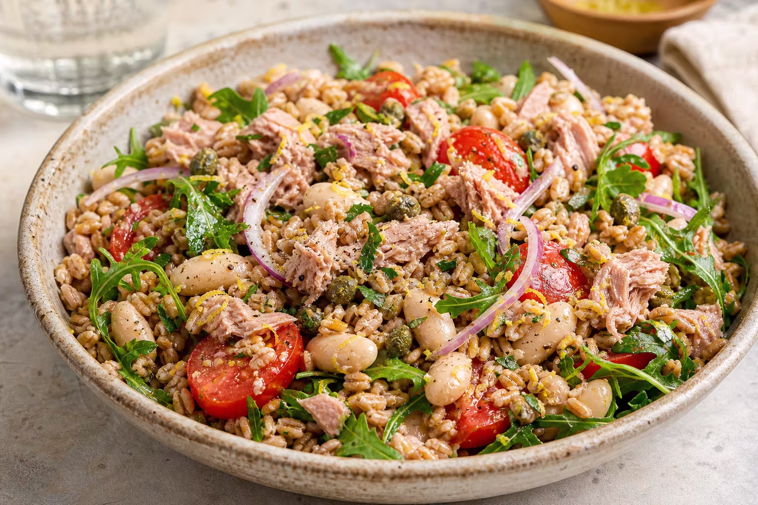 Insalata di Farro mit Thunfisch und Cannellini