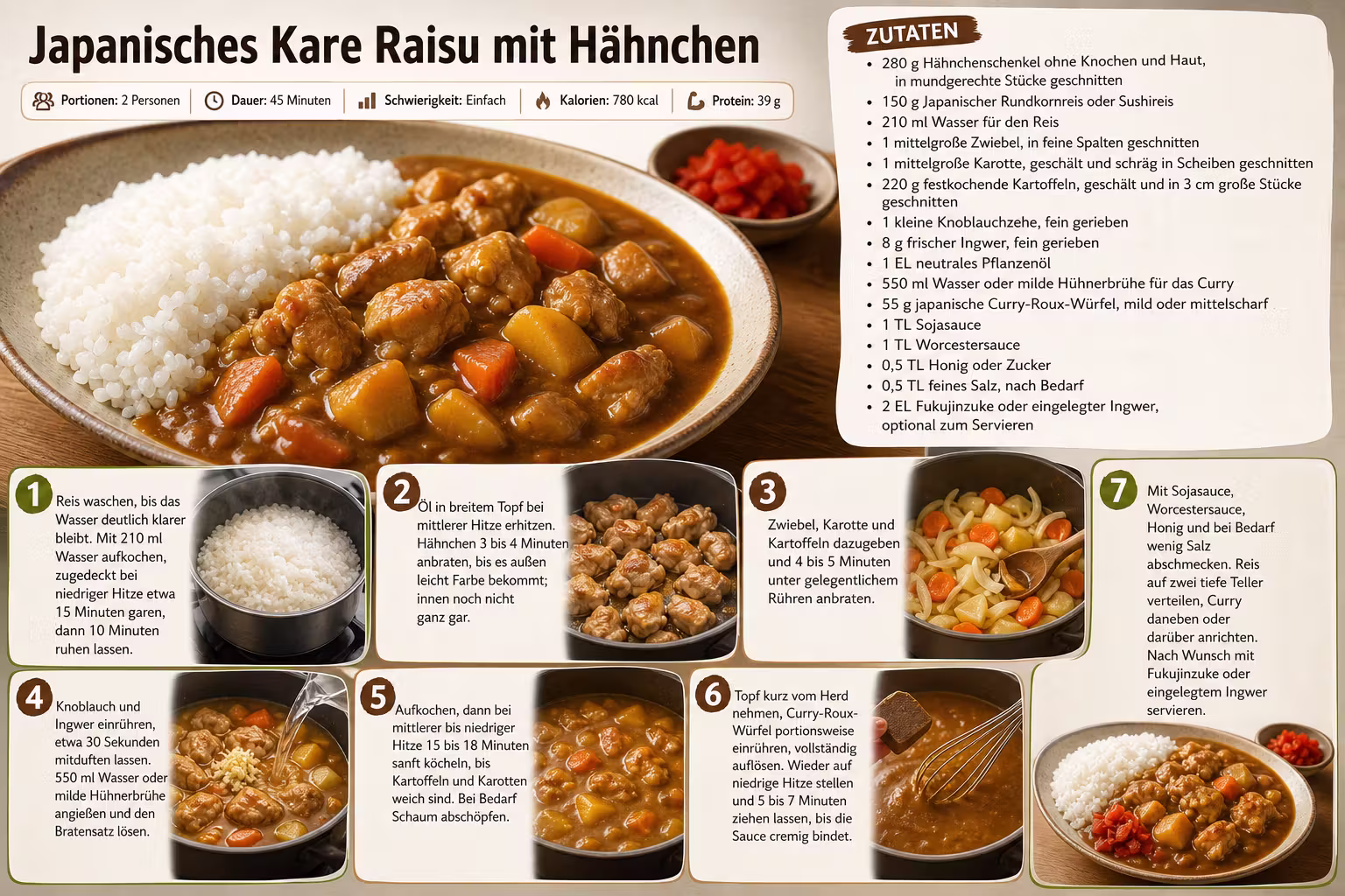 Rezept: Japanisches Kare Raisu mit Hähnchen