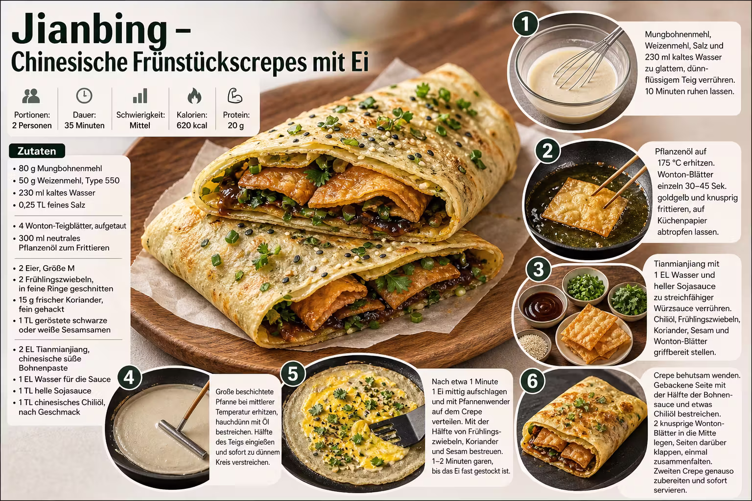 Rezept: Jianbing – Chinesische Frühstückscrepes mit Ei