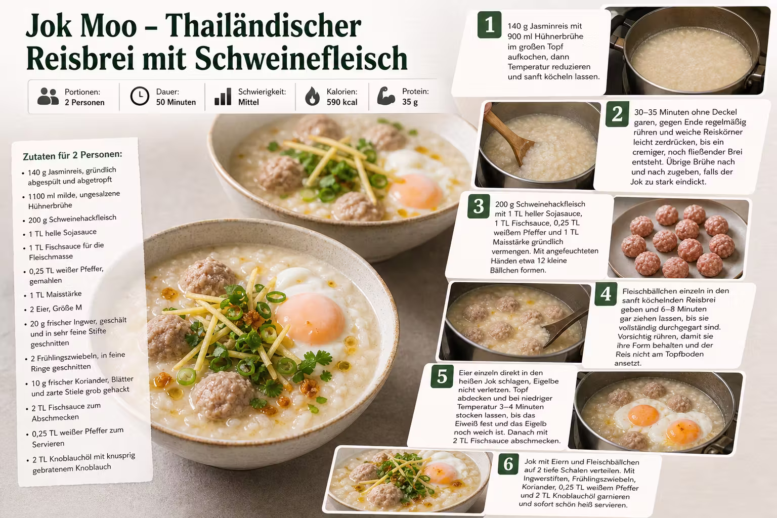 Rezept: Jok Moo – Thailändischer Reisbrei mit Schweinefleisch