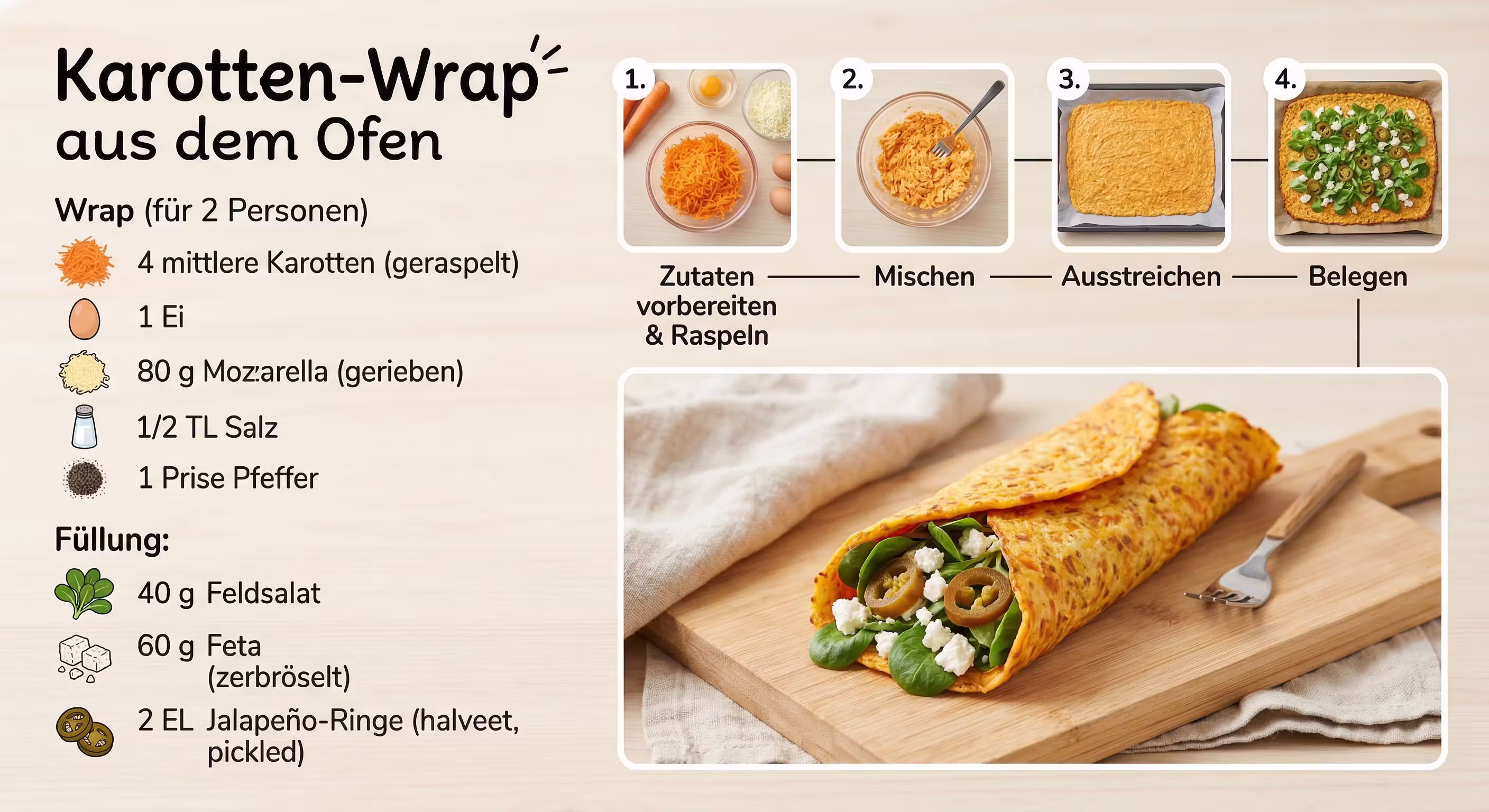 Rezept: Karotten-Wrap aus dem Ofen