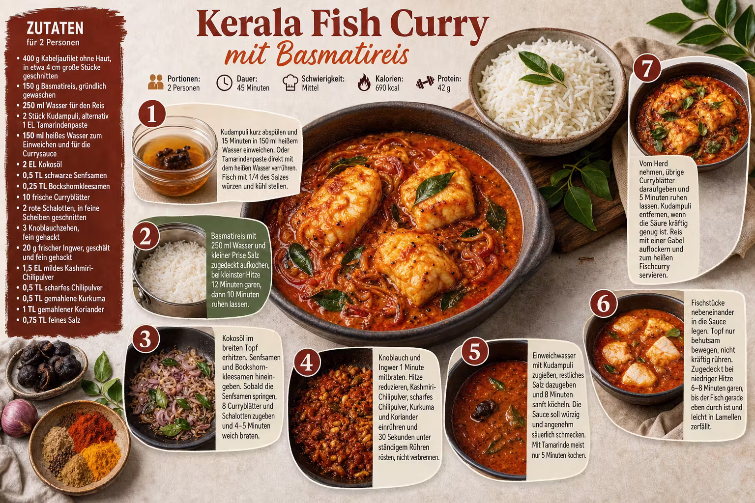 Rezept: Kerala Fish Curry mit Basmatireis