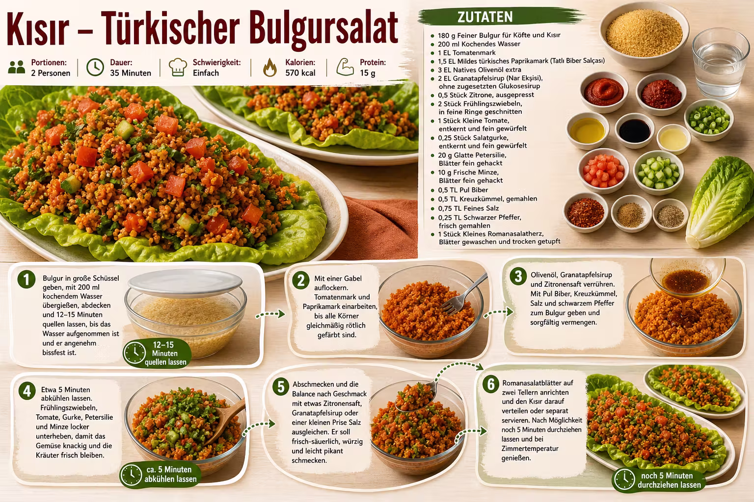 Rezept: Kısır – Türkischer Bulgursalat