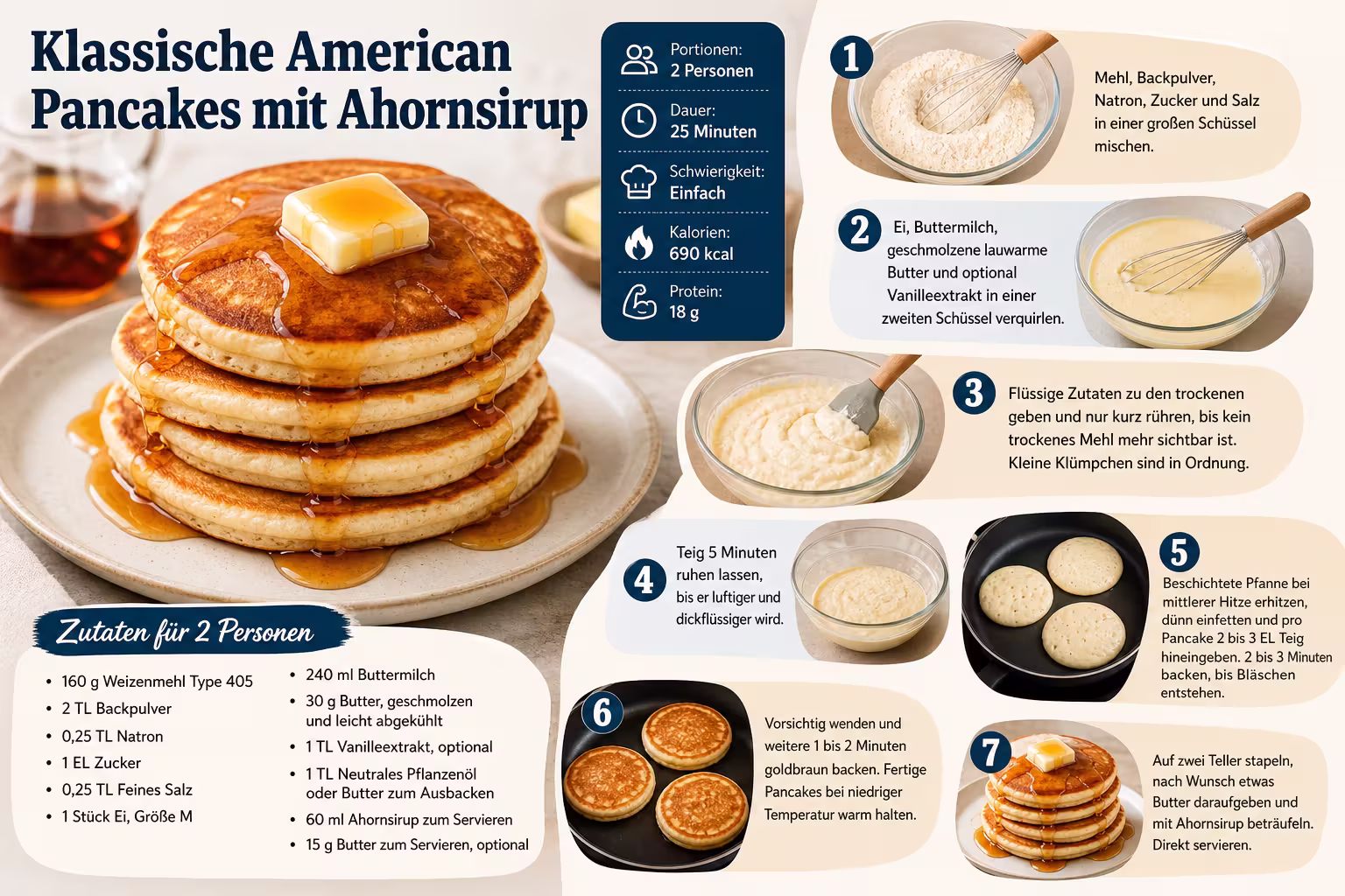 Rezept: Klassische American Pancakes mit Ahornsirup