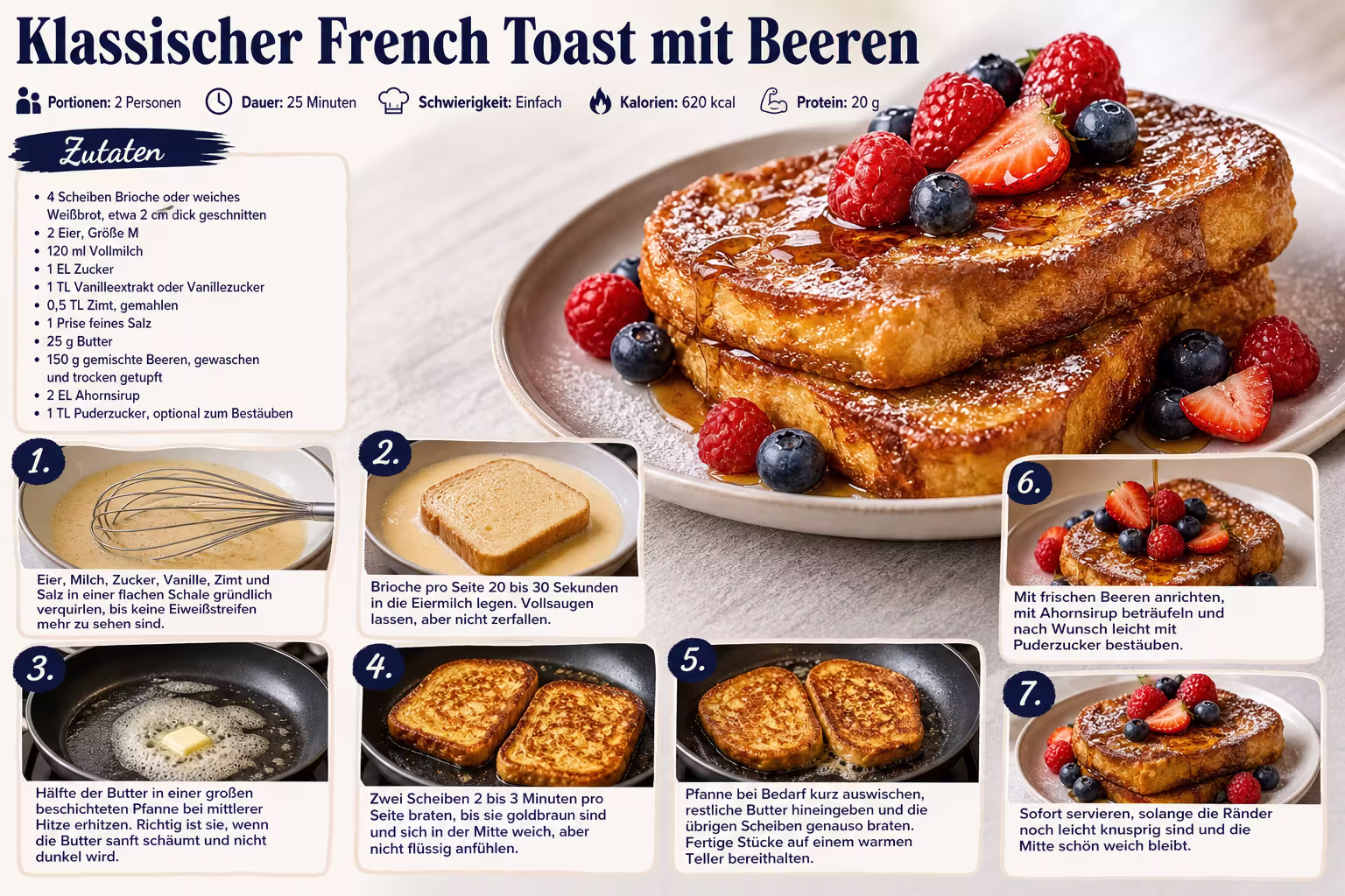 Rezept: Klassischer French Toast mit Beeren