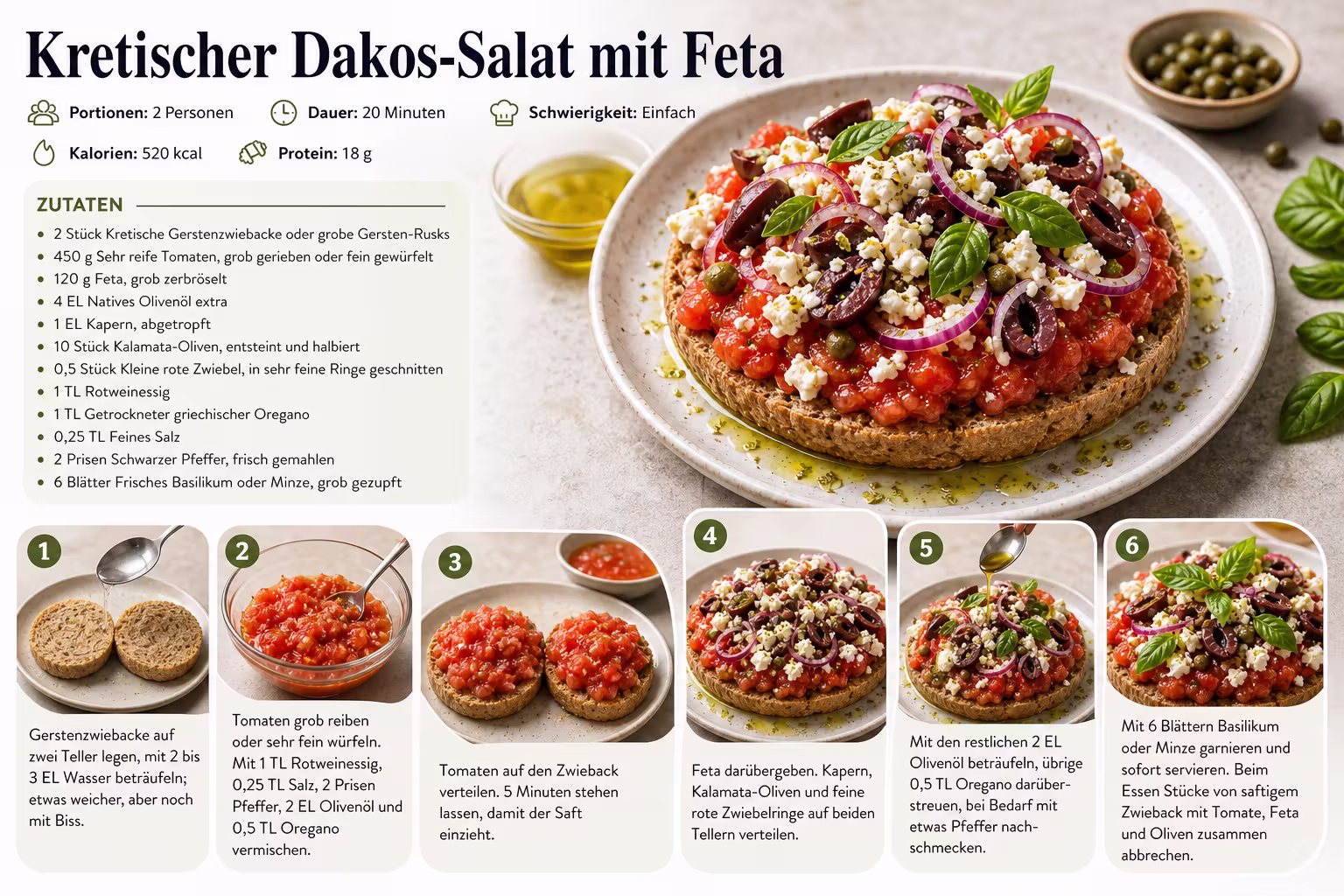 Rezept: Kretischer Dakos-Salat mit Feta