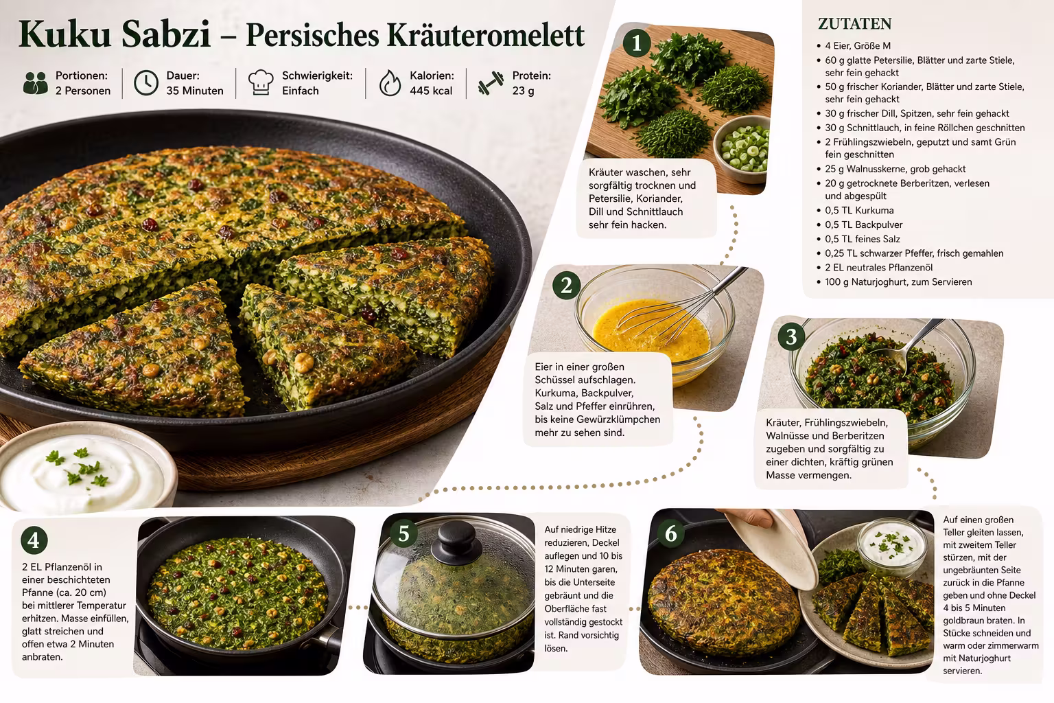 Rezept: Kuku Sabzi – Persisches Kräuteromelett