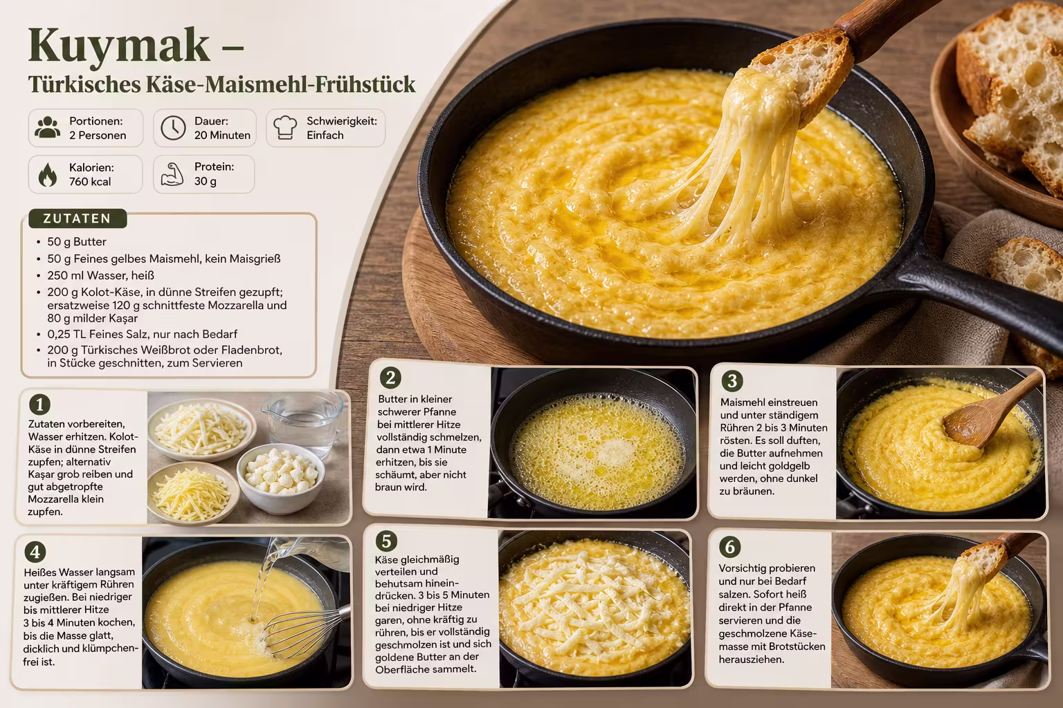 Rezept: Kuymak – Türkisches Käse-Maismehl-Frühstück
