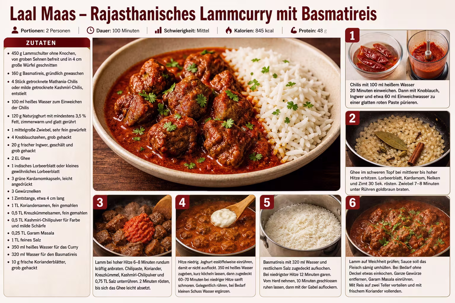 Rezept: Laal Maas – Rajasthanisches Lammcurry mit Basmatireis
