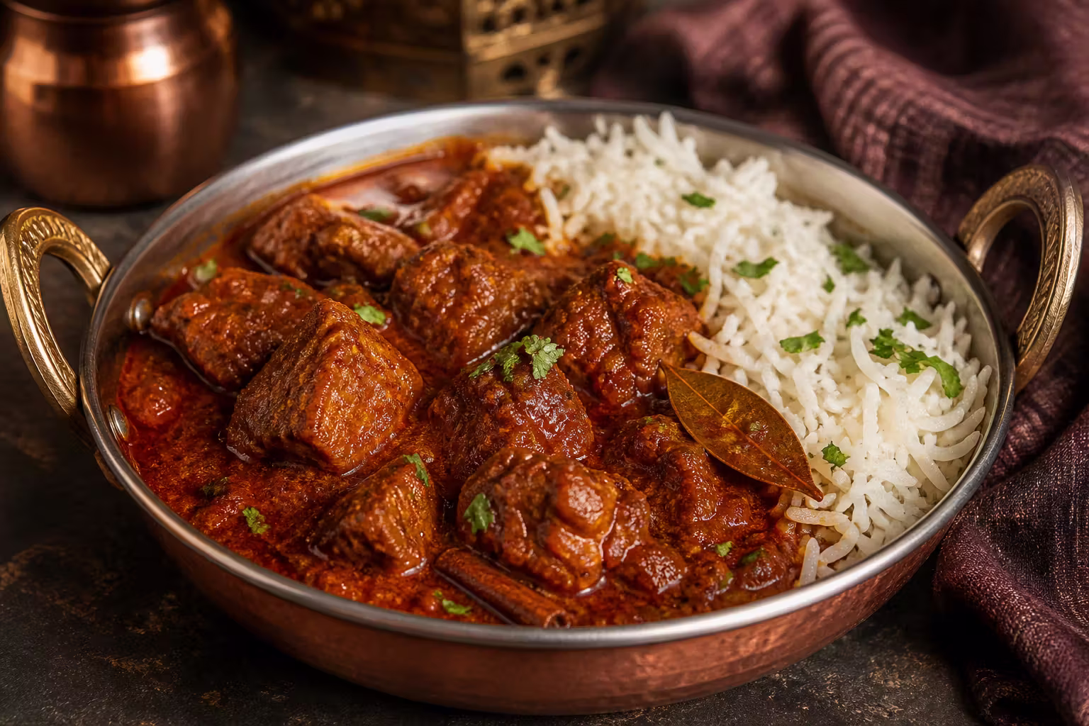 Laal Maas – Rajasthanisches Lammcurry mit Basmatireis